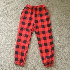 Buffalo Red & Black Plaid Print Elastic Waist Sweatpants - MEDIUM (6)